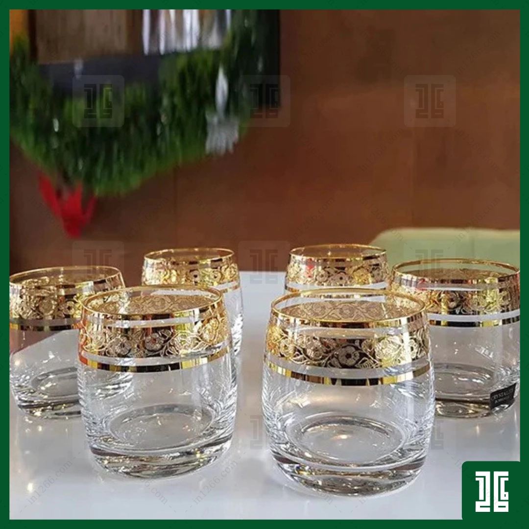 Bộ 6 chiếc Cốc Luminarc khảm vàng 13791, chính hãng Luminarc Pháp nhập khẩu, dung tích ~200ml