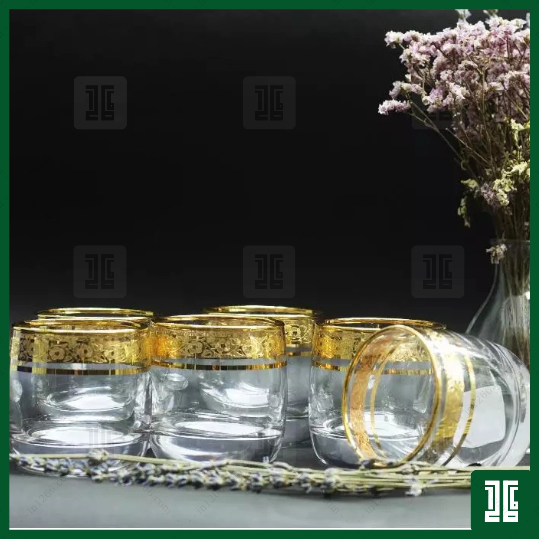 Bộ 6 chiếc Cốc Luminarc khảm vàng 13791, chính hãng Luminarc Pháp nhập khẩu, dung tích ~200ml