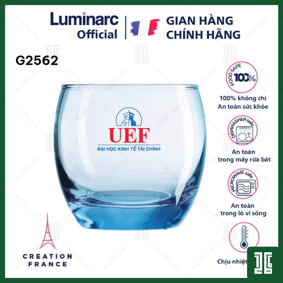 Bộ 6 chiếc Cốc Luminarc khảm vàng 13791, chính hãng Luminarc Pháp nhập khẩu, dung tích ~200ml
