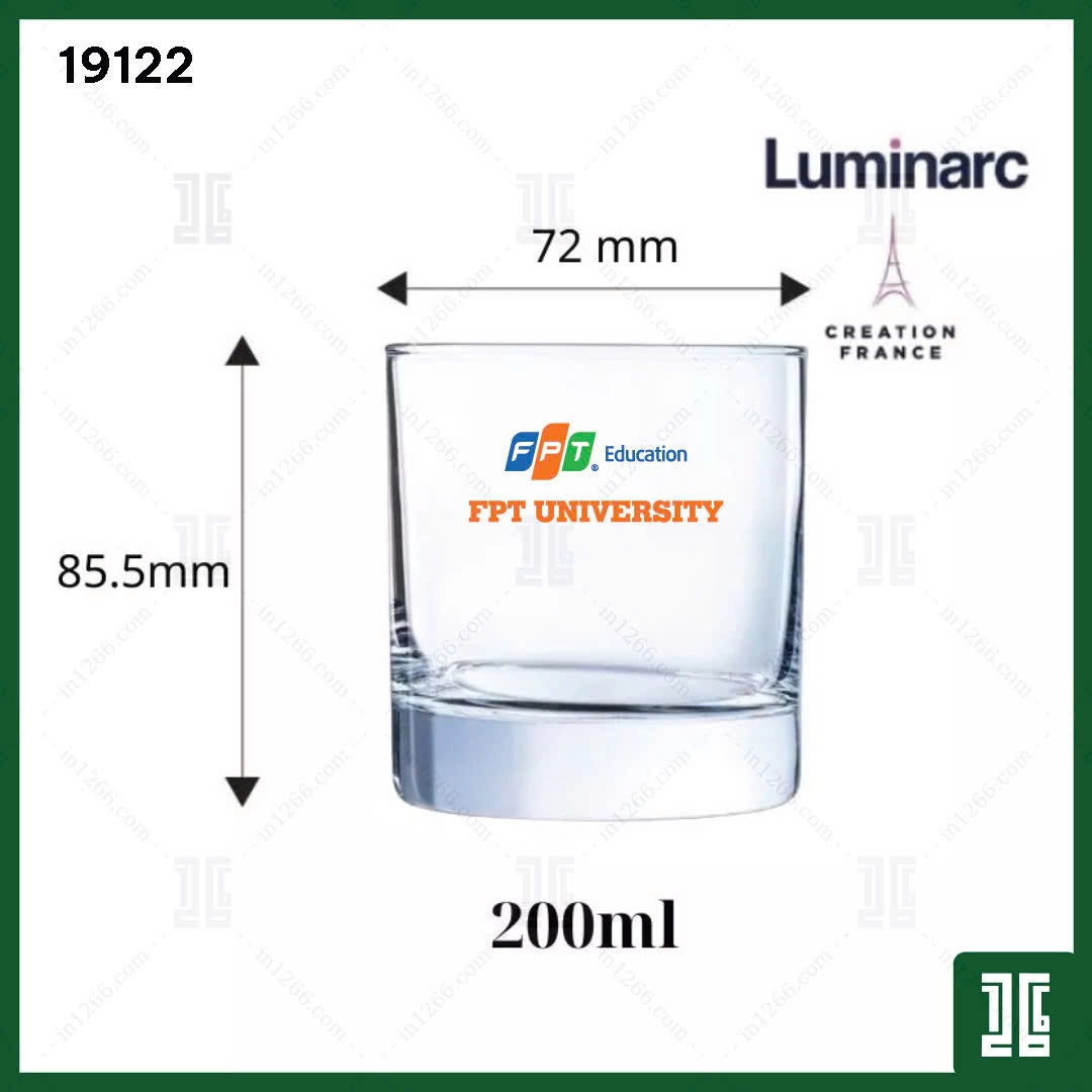Bộ 6 chiếc Cốc Luminarc khảm vàng 13791, chính hãng Luminarc Pháp nhập khẩu, dung tích ~200ml